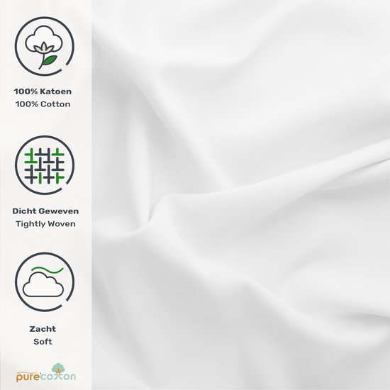 Hoeslaken 90x200 Katoen - Katoen Lisse - Comfort - Long Life - Wit
