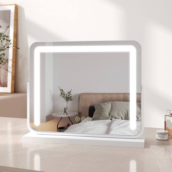Miroir de maquillage EMKE avec Siècle des Lumières - Rotation à 360° - 3 réglages d'éclairage - Tactile et réglable - Suspendu