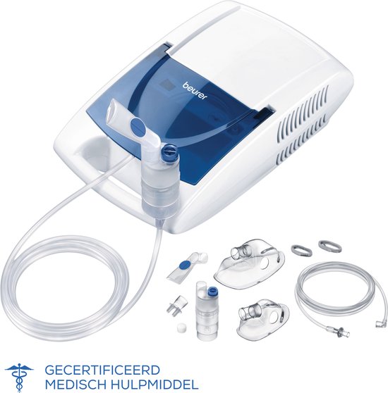 Foto: Beurer ih 21 inhalator vernevelaar aerosoltoestel met compressor voor kinderen volwassenen medisch gecertificeerd hoog vernevelingsrendement incl maskers accessoires voor astma copd verkoudheid 5 jaar garantie