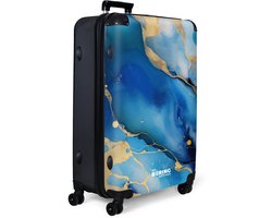 NoBoringSuitcases.com NoBoringSuitcases.com® - Koffer groot - Reiskoffer lichtgewicht - Marmer blauw - Rolkoffer met 4 wielen - Grote trolley XL - 98 liter bagage