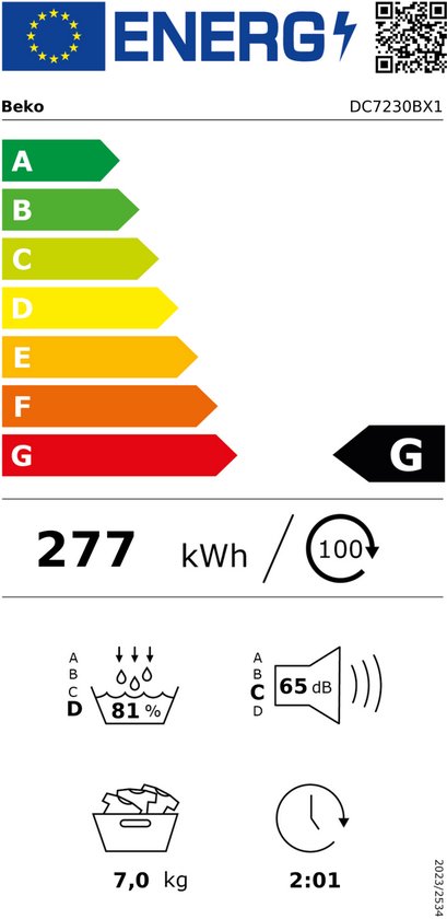 Beko DC7230BX1 - 7 kg condensdroger - NL/FR