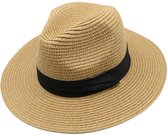 YAMEE Zonnehoed voor dames, zomer, strohoed voor dames, strohoed, opvouwbaar, voor strand, vakantie, tuin, beige, One size