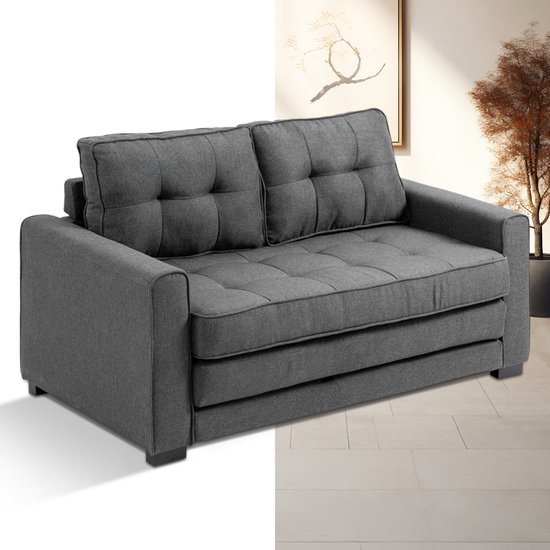 Slaapbank - Uitklapbaar - Slaapstoel - Logeerbed - Zetelbed - Slaapfauteuil - Vouwbed - 2 persoons - Zeer comfortabel - Grijs