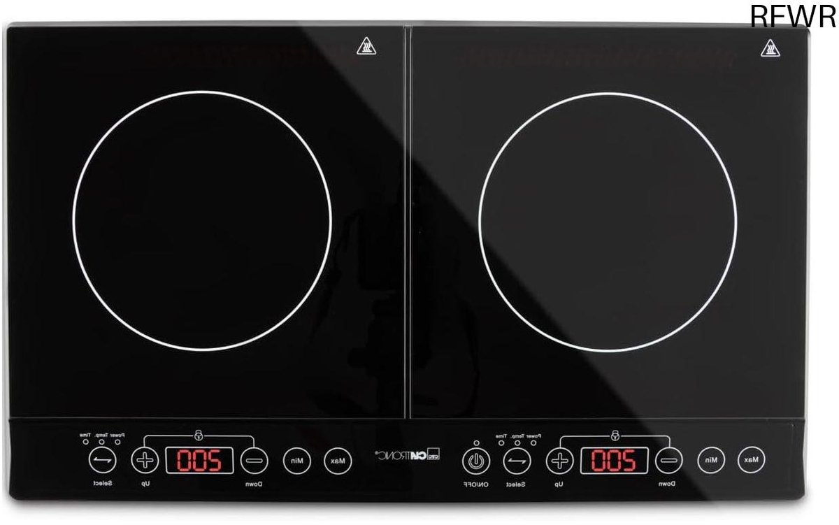 RFWR® Dubbele inductiekookplaat met glaskeramisch oppervlak | Elektrische kookplaat | 60 cm | Inductietechnologie | ECO-Save | zwart