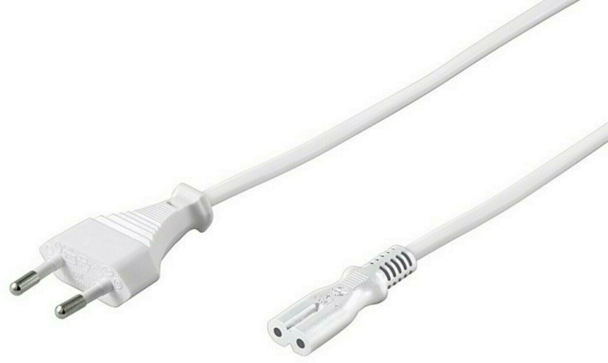 Stroomkabel euro plug naar C7 5m wit