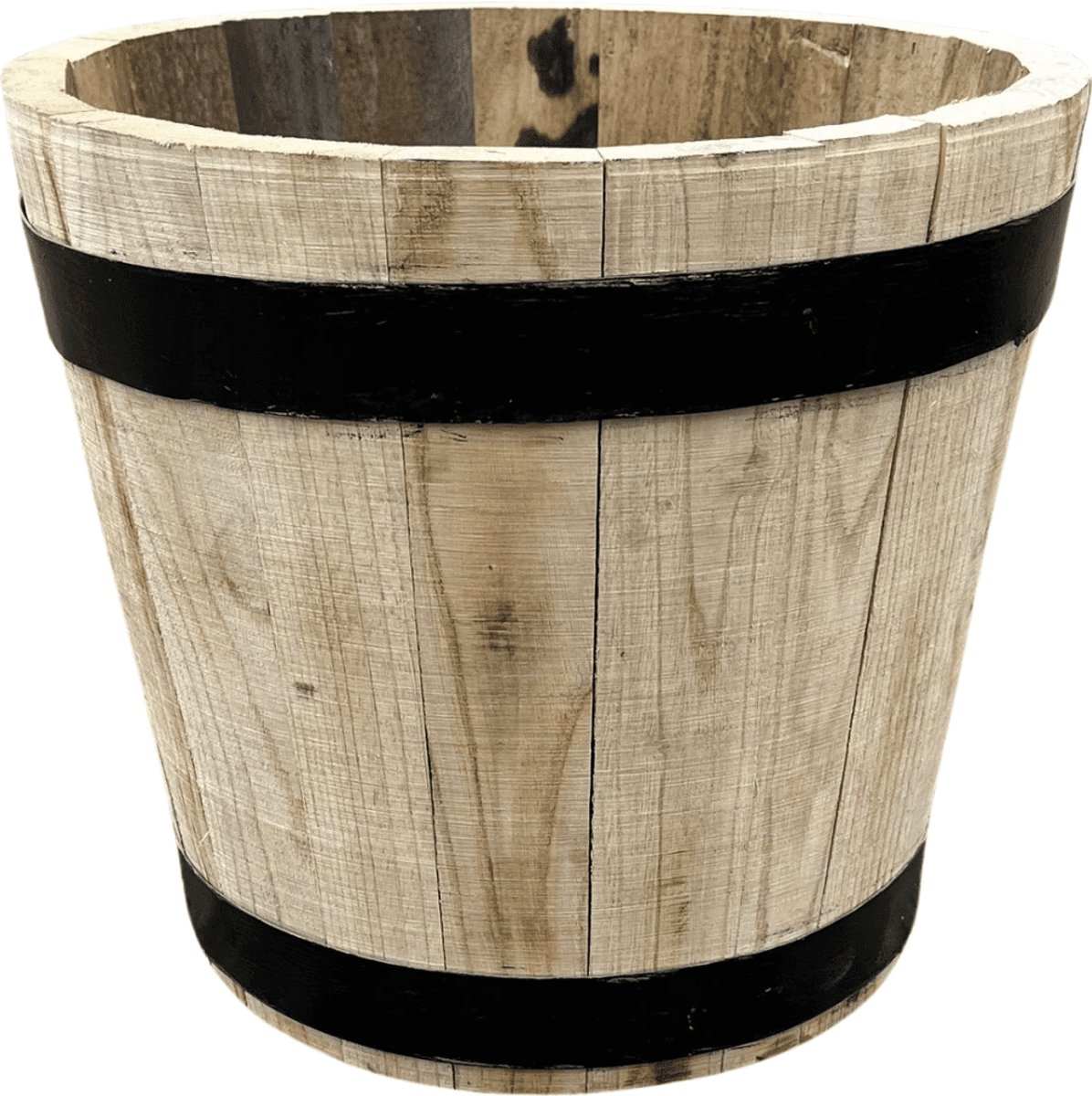 Plantenbak 25 liter kastanjehout - Zwarte Banden