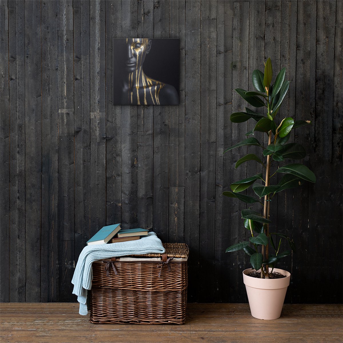 Luxe Acrylglas Kunstwerk met Bladgoud – Liquid Gold Portret | Mystiek & Modern Design