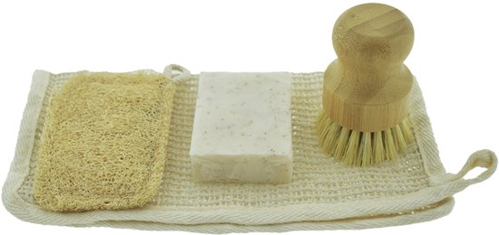 Ecofiltro onderhoudsset met luffa spons, kokoszeep en bamboeborstel
