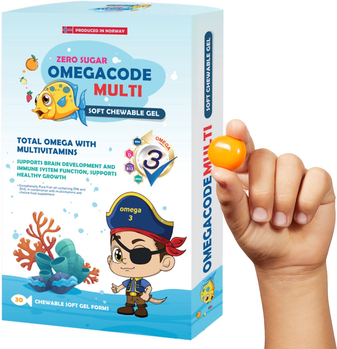 Omegacode Gummies Multi Multivitaminen - Omega 3 Visolie - Foliumzuur - Voedingssupplement Voor Kinderen - Ondersteunt Groei & Immuunsysteem - 30 Kauwgels