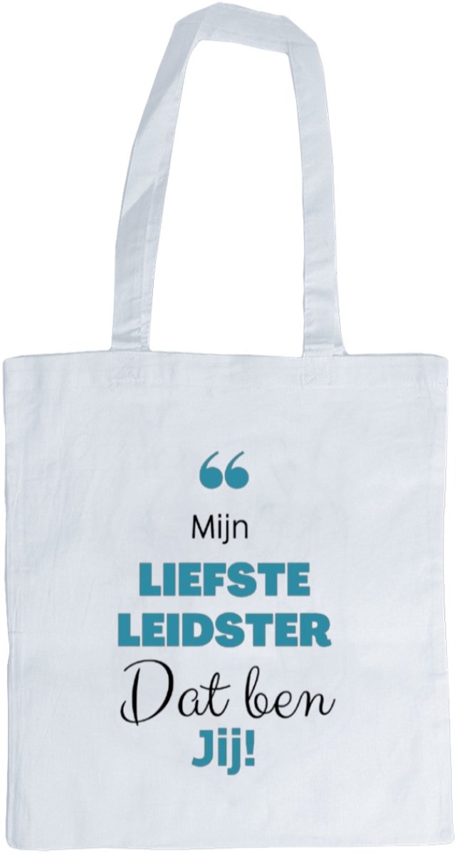 Canvas tas - Mijn liefste leidster - cadeau - blauw