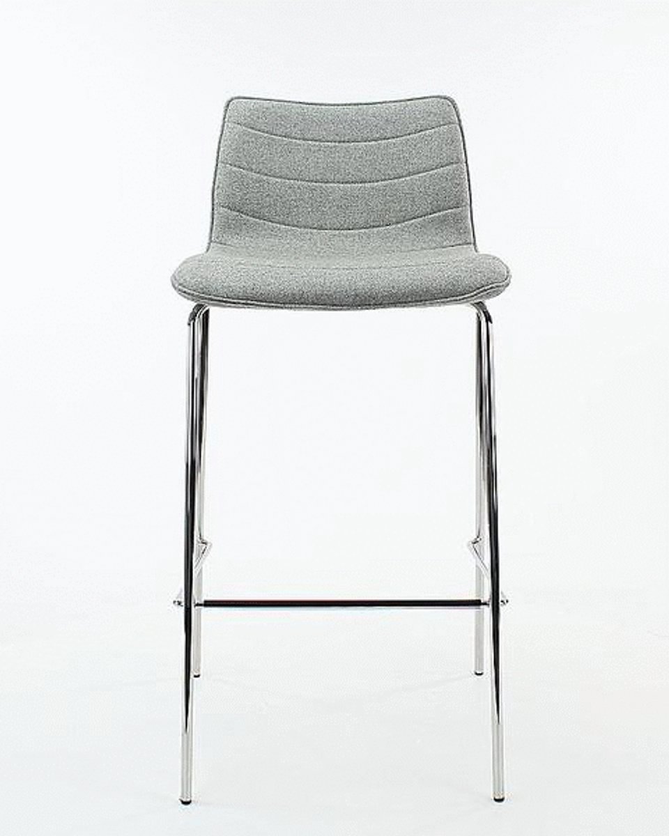 Workliving Verona Barkruk 75 cm - Lichtgrijs Wolvilt - Chroom onderstel