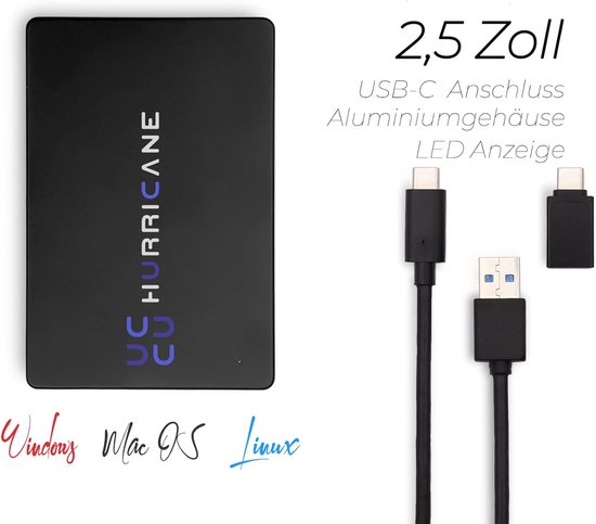 RFWR® 1TB Externe Harde Schijf 2,5" USB-C - Draagbare Opslag voor Foto's, TV, Laptop, PS4, PS5 en Xbox - Compatibel met Windows, Mac en Linux van Merkloos — afbeelding 2
