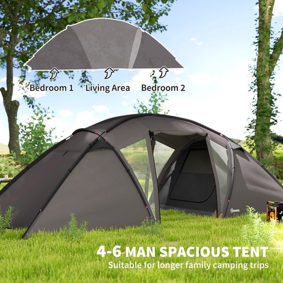 Outsunny-Kampeertent-Polyester-615x235x195cm-Zwart van Outsunny — afbeelding 2