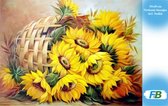 F4B Diamond Painting Zonnebloemen in Mand - 30x40 cm - Vierkante steentjes
