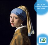 F4B Diamond Painting Meisje met de parel - 40x50 cm - Vierkante Steentjes