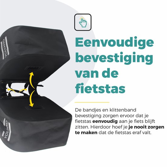 Voltano Dubbele Fietstas Rolltop Luxe E-bike - Zwart / Mintgroen - 48 Liter - 100% Waterdicht - Fietstassen Elektrische Fietsen