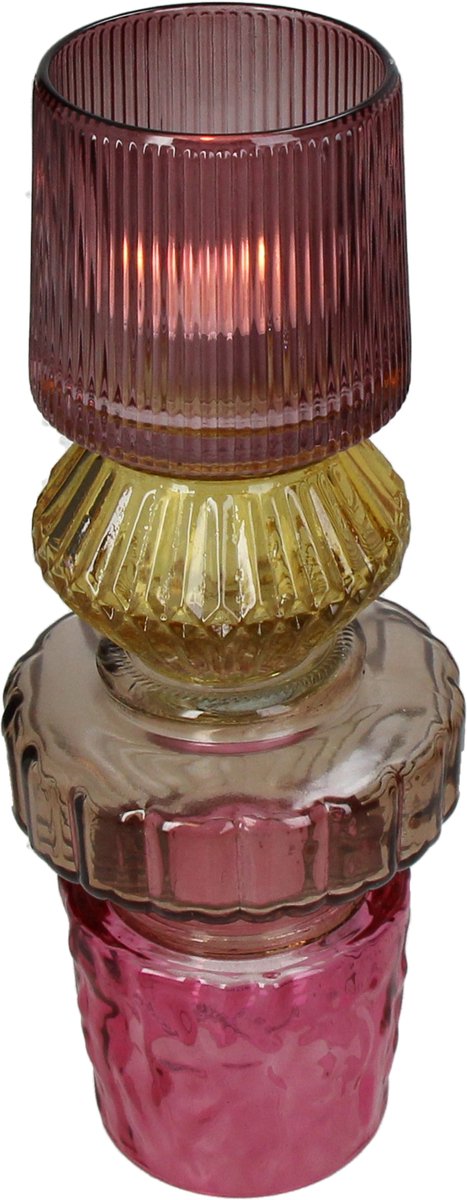HD Collection Kaarsenhouder Glas Multi 10x10x26cm