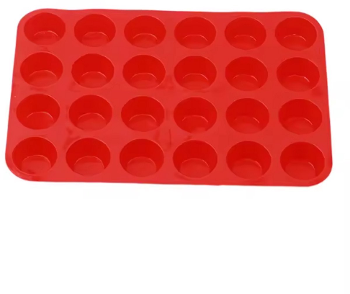 Scoby - Muffin Bakvorm - Siliconen Bakvorm - Mini Muffin - 24 Gaten - Bakken - Bakmal - Rood