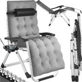Bol.com tectake® Opvouwbare Ligstoel Cloud - Tuinstoel met Tafeltje - Bekerhouder - Traploos Verstelbaar - Voor Balkon Camping o... aanbieding