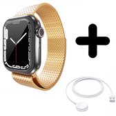 Bandje geschikt voor Geschikt voor Apple Watch bandje luxe metalen mesh bandje (rosé goud) - Voor modellen: 42/44/45/49mm Incl. Oplader geschikt voor Geschikt voor Apple Watch 1/2/3/4/5/6/7/8/9/Ultra - Oplaadkabel - Kabel