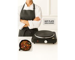 Teffo Elektrische Kookplaat 1500W – Enkele Pits – Compacte Hot Plate – Kooktoestel met Instelbare Thermostaat – Campingkookplaat – Ø185mm – Veilig, Energiezuinig & Draagbaar – Ideaal voor Keuken, Studentenkamer & Vakantie