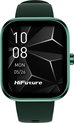 Donkergroene smartwatch met vierkant scherm, digitaal display met 10:08 en 'HiFuture' logo.