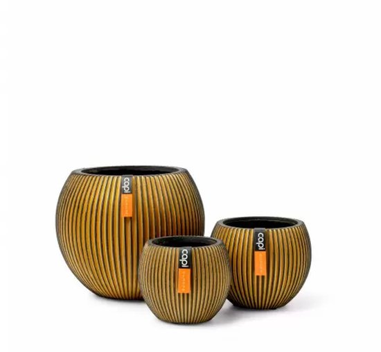 Capi Europe - Mix doos Vaas bol Groove goud - Goud - Bloempotten voor binnen - 5 jaar garantie - Cadeauset