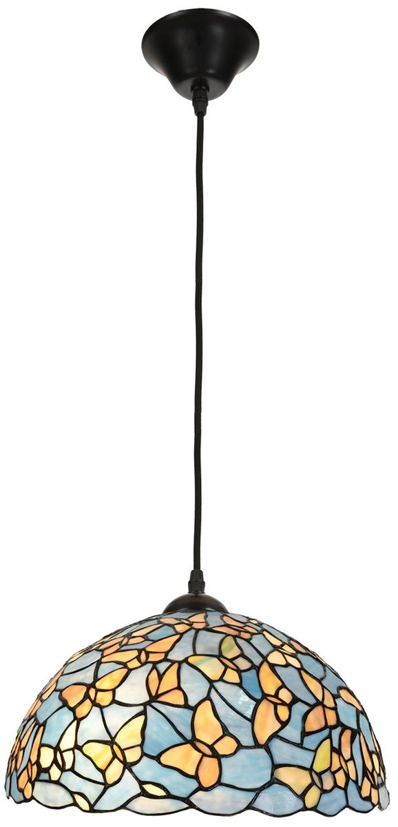 Coloured by Art Tiffany hanglamp aan snoer Fly Away Ø 35 - Art Deco Trade Zwart