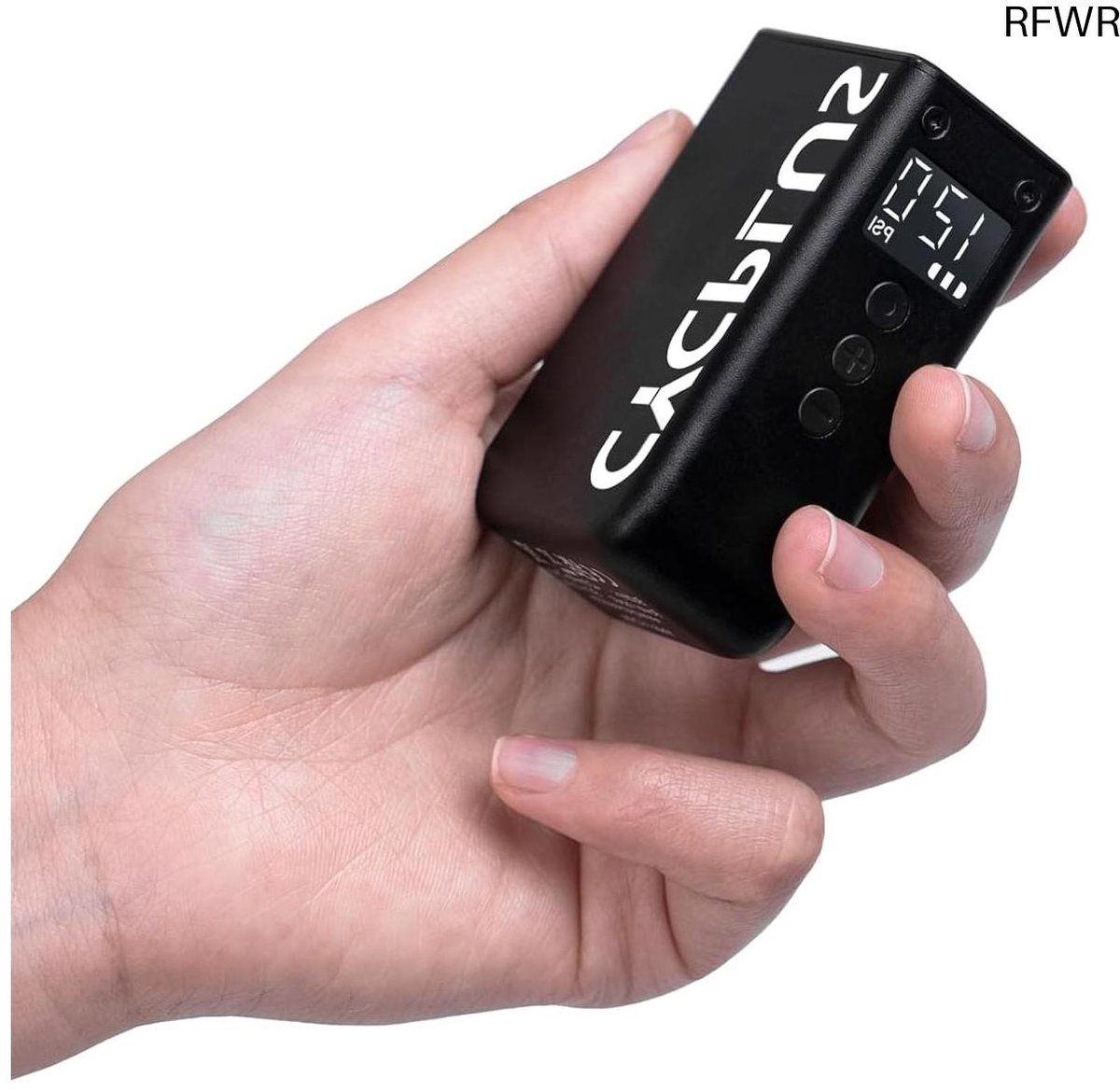 RFWR® Draadloze oplaadbare elektrische fietspomp met manometer en automatische stop voor E-bike en mountainbike