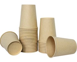 KURTT 200 Koffiebekers to go - Koffiebeker karton bruin - 8oz/200ml - drinkbekers, wegwerpbekers, papierenbeker