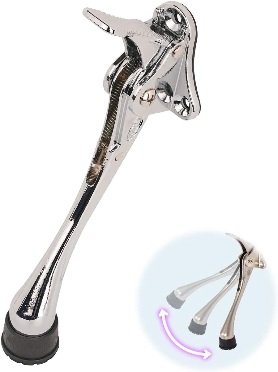 Kickdown deurstopper - Deurstop - 17.5cm - Deurstopperhouder - Meubelaccessoires - Deurvastzetters voor buiten - Kick-omlaag Deurstandaard - Hoogte verstelbare - Met rubberen voet en schroeven - Zinklegering