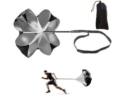 Running parachute - Weerstandsparachute - Fitness parachute - Power training - Resistance parachute - Running Speed Training - Sport Power Weerstand Apparatuur - Verstelbare riem - Inclusief draagtas - Voor kinderen, jongeren en volwassenen - Zwart