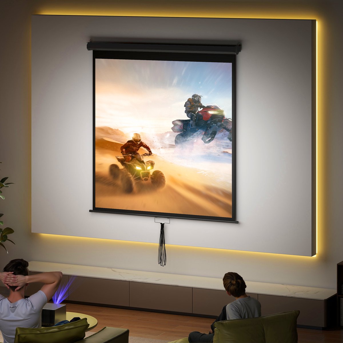 HOMCOM-Projectiescherm-Plastic-162,5x8x162cm-Zwart