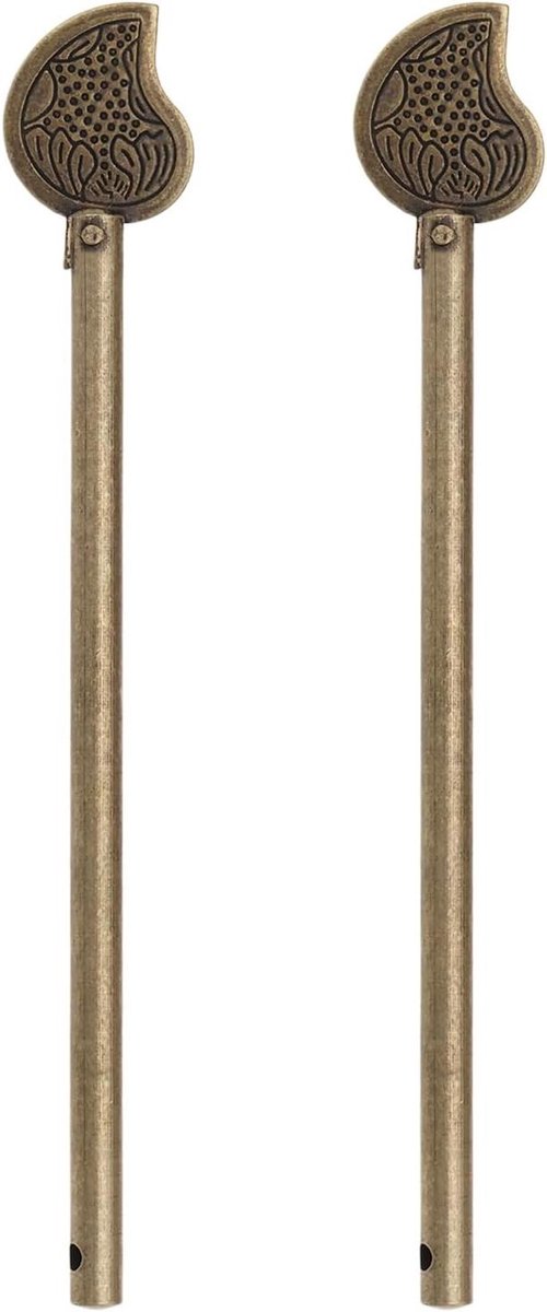 Allecto Plus - Retro Brons Locking Pin voor Kast en Deur - Chinese Blad Stijl - Set van 2 stuks - Sleutelgrendel - Lade Deur - Garderobe - Schoenenkast - 14mm - Decoratief en Functioneel