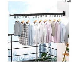 RFWR® Uittrekbaar Wandwasrek 120 cm met 18 Haken en Handdoekhouder – Inklapbaar en Ruimtebesparend