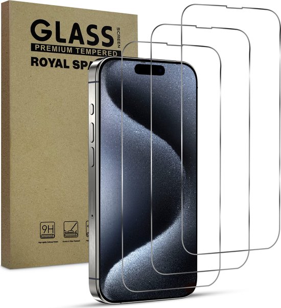 Protection d'écran pour iPhone 15/15 Pro - Verre trempé - Protection d'écran en Tempered Glass - 3 pièces