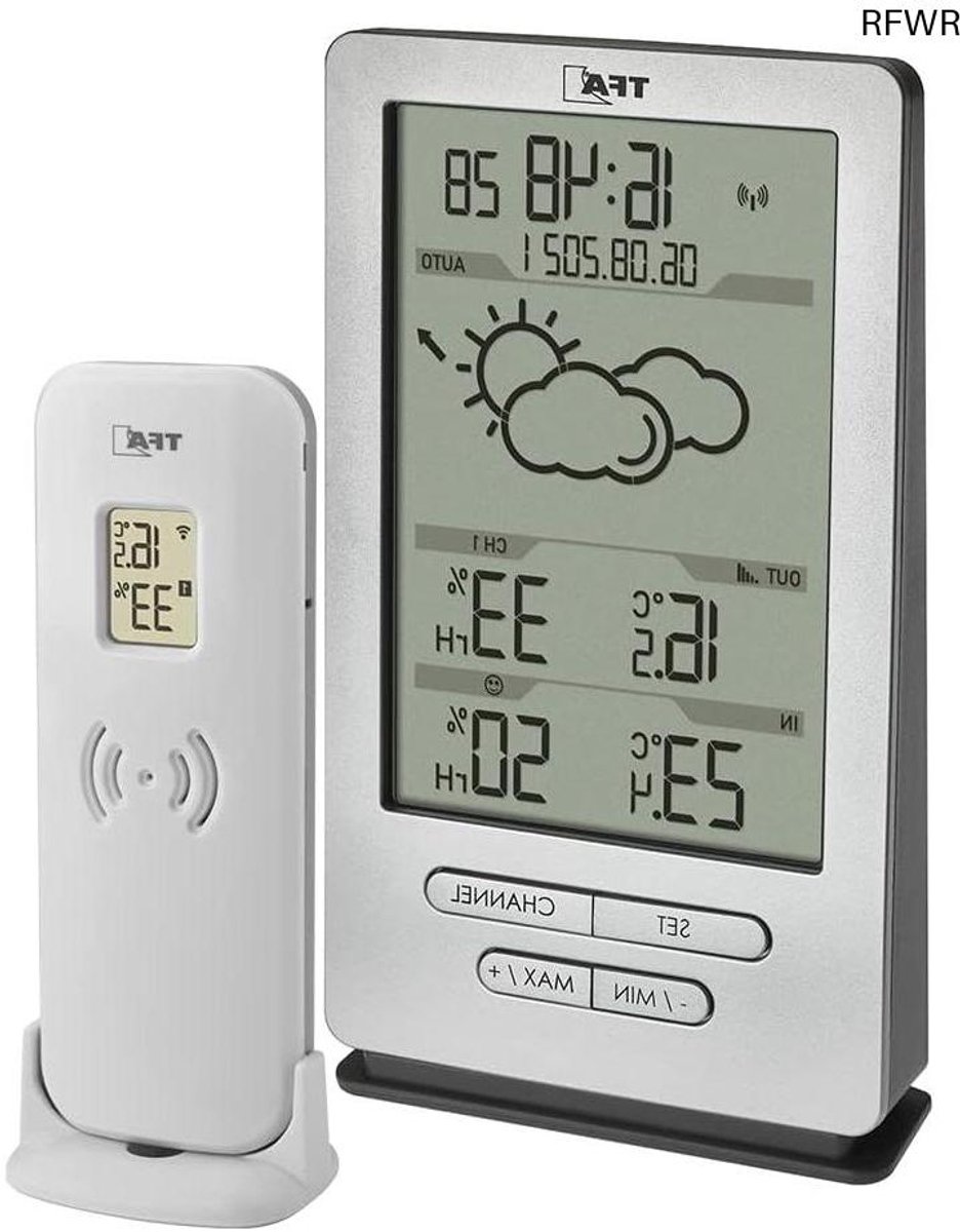 RFWR® Draadloos Weerstation voor Binnen en Buiten - Weersvoorspelling, Temperatuur- en Luchtvochtigheidsmeter