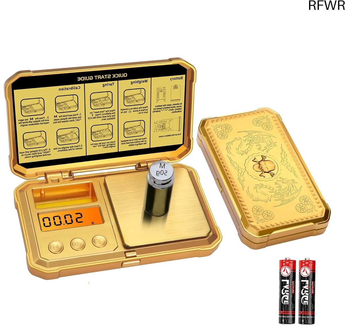 RFWR® Digitale zakweegschaal 300 g x 0,01 g met hoge precisie en compact ontwerp