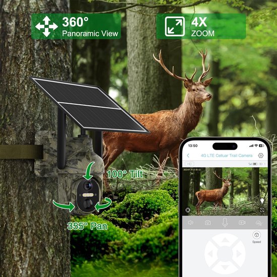 RFWR® 4G Beveiligingscamera met SIM-kaart en SD-kaart - Draadloze Bewakingscamera met Nachtzicht en Bewegingsdetectie van Merkloos — afbeelding 3