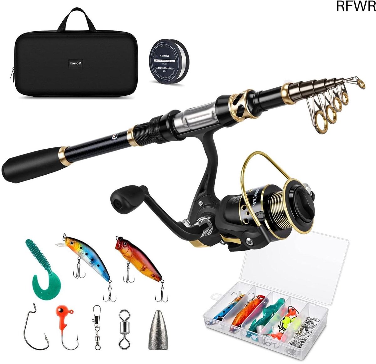 RFWR® Telescopische Hengel Complete Set met Molen, Vislijn en Accessoires voor Zoet- en Zoutwatervissen