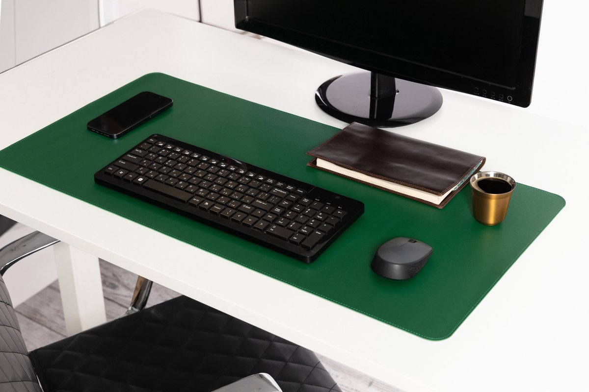 Orcq - Bureau mat - Bureau Onderlegger - Bureau Organiser - Deskmat - Hoogwaardig Kunstleer - 80 x 40 cm - Groen