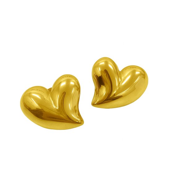 Boucles d'oreilles coeur Luxxie boucles d'oreilles tendance - acier inoxydable - boucles d'oreilles statement - clous coeur or - cadeau pour elle