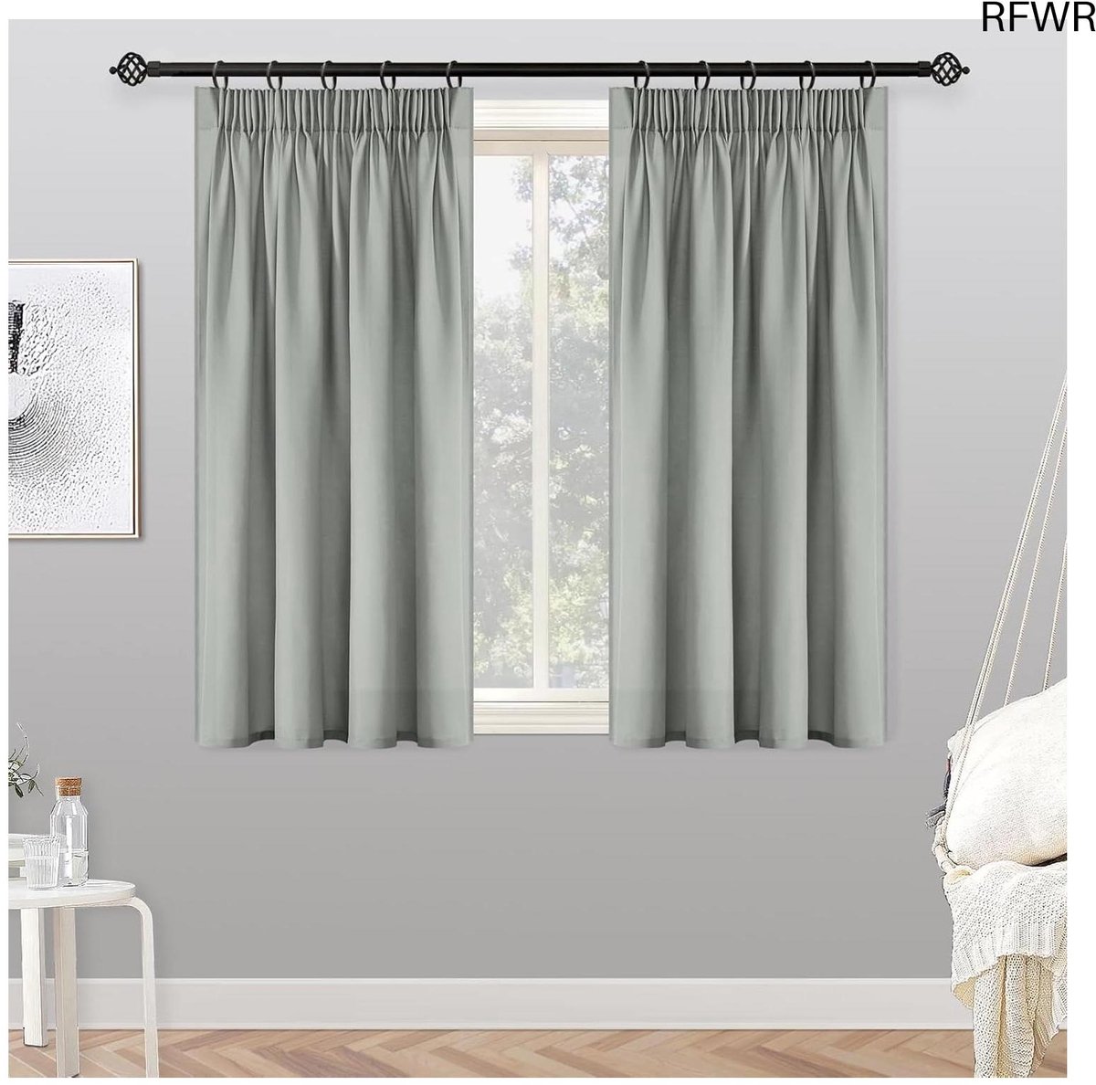 RFWR Moderne Semi-Transparante Voile Gordijnen Lichtgroen 2 Stuks 132 x 145 cm green light grey