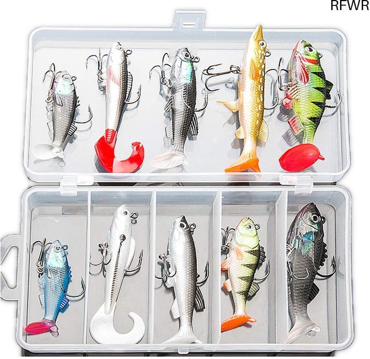 RFWR® Zachte Visoog Aas Set voor Zoetwatervissen - Perfect voor Forel, Baars en Zalm - 10 Stuks
