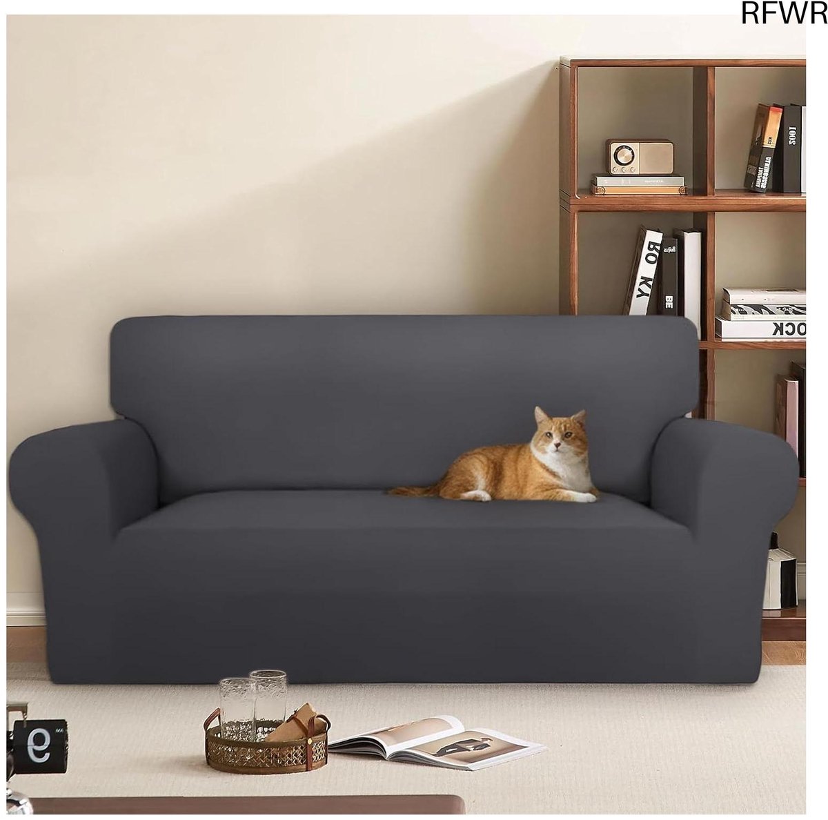 RFWR® Comfortabele en Krasbestendige Bankhoes voor 3 Zitplaatsen (180-260CM) - Donkergrijs