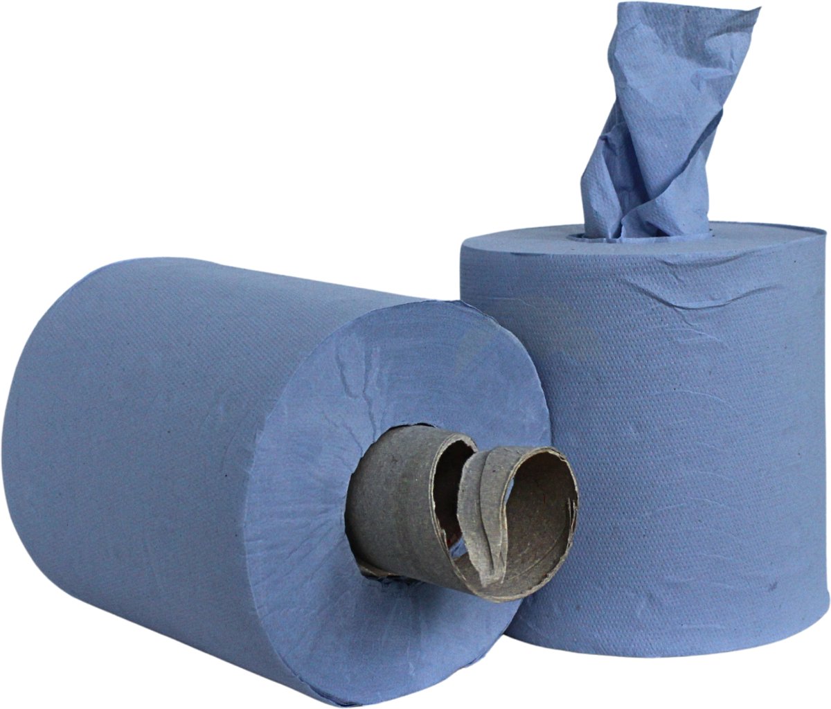 KURTT (2laags) 6 x 150 meter Poetspapier blauw, poetsrollen dispenser geschikt
