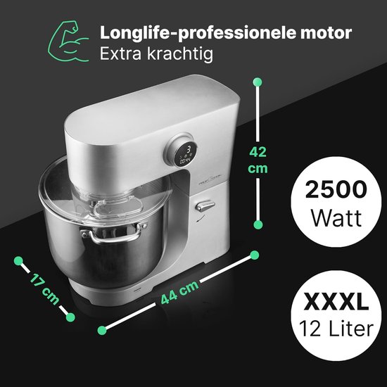 RFWR® Keukenmachine XXL 12L - Kneedmachine met 2500W Motor - Food Processor voor 8,5 kg deeg - 12 snelheden - LED-display van RFWR — afbeelding 4
