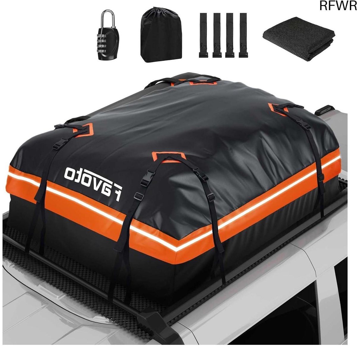 RFWR® Opvouwbare Dakkoffer 425 Liter Waterdicht met Antislipmat en Versterkingsriemen voor Auto's en SUV's