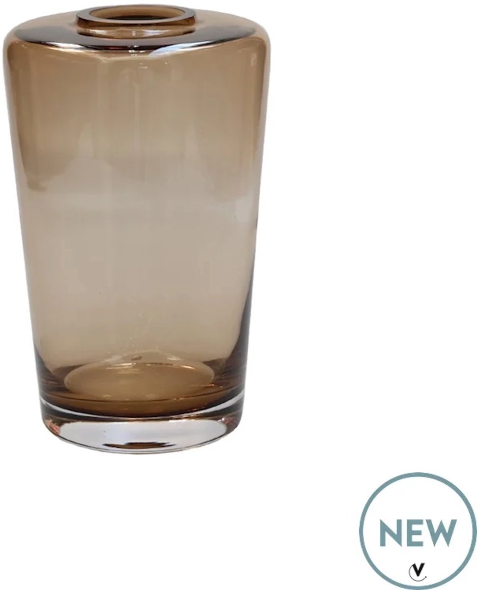 Vase The World Vaas Neris | Taupe | mond geblazen glas | Ø11,5 x H18 cm