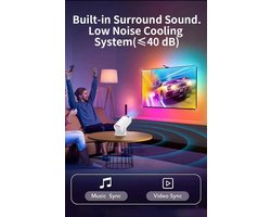 Beamer VR2 – LET OP: MIKANRO levert de originele Freestyle beamer met ingebouwde Android. Deze kan als enigste onafhankelijk functioneren en heeft dus geen mobiel hiervoor nodig.